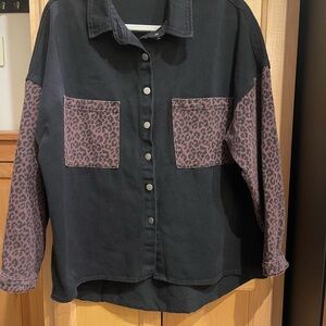 Black and Brown Leopard Print Button-Up Jacket